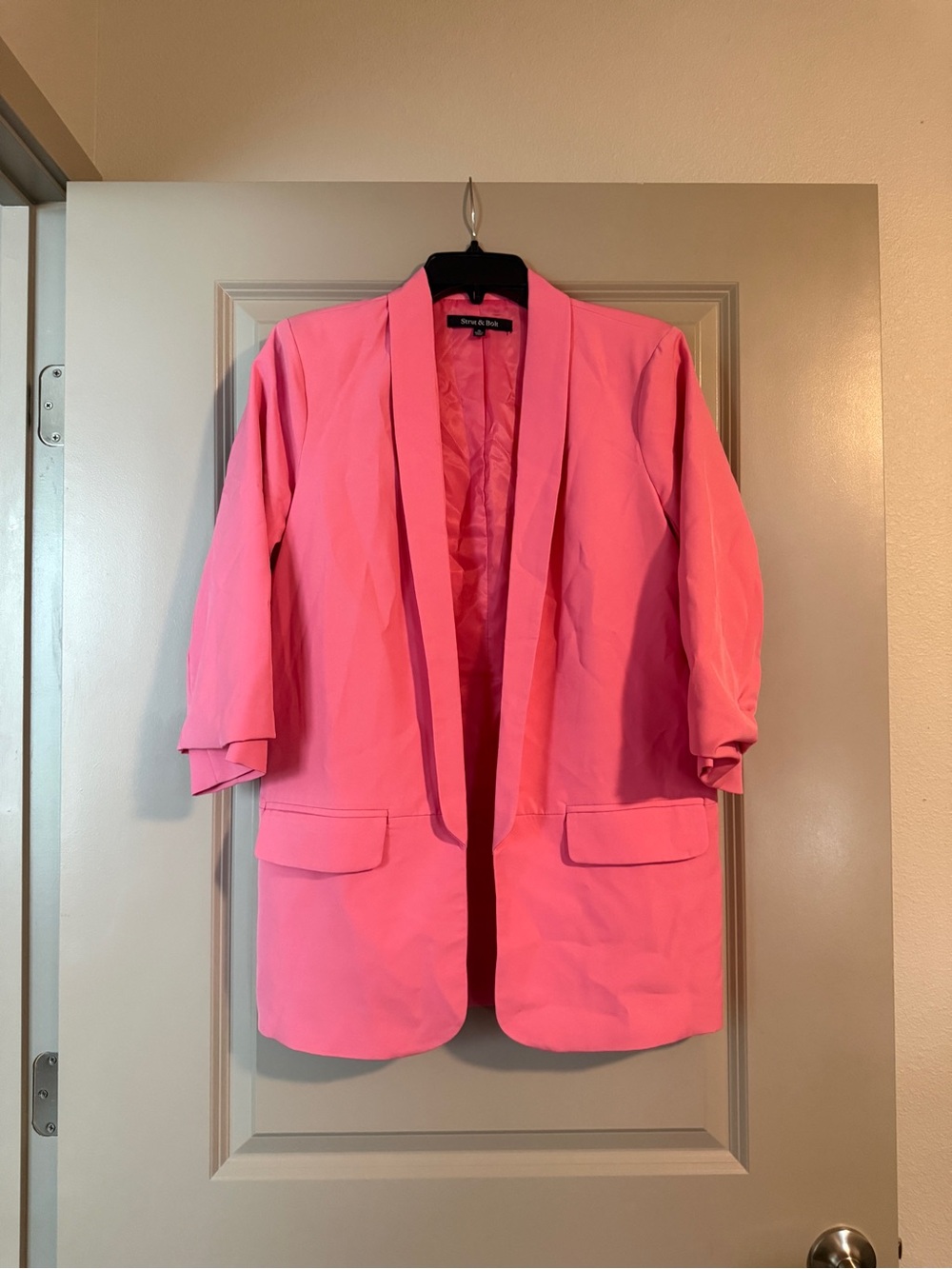 Strut & Bolt Pink Women’s Open-Front Blazer Jacket